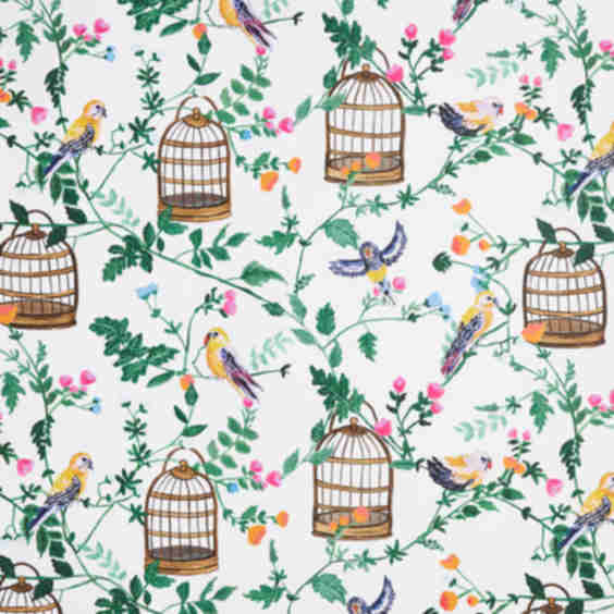 Ann's Garden Floral Bird Wallpaper