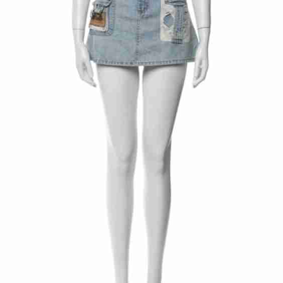 Vintage Mini Skirt with Raw-Edge and Distressed Accents