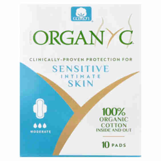 Organic Cotton Pads, Moderate Flow, 10 Pads
