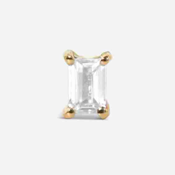 Mini Baguette Diamond Threaded Flat Back Earring