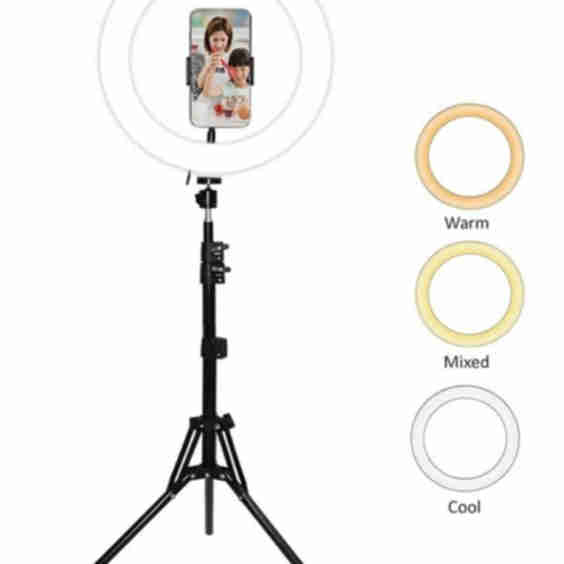 Dimmable 13W LED Ring Light Tripod Stand f/Photography Makeup Lighting Recording