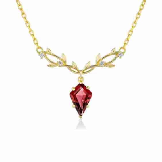 Elven Entwine Mozambique Garnet Necklace Yellow Gold Vermeil