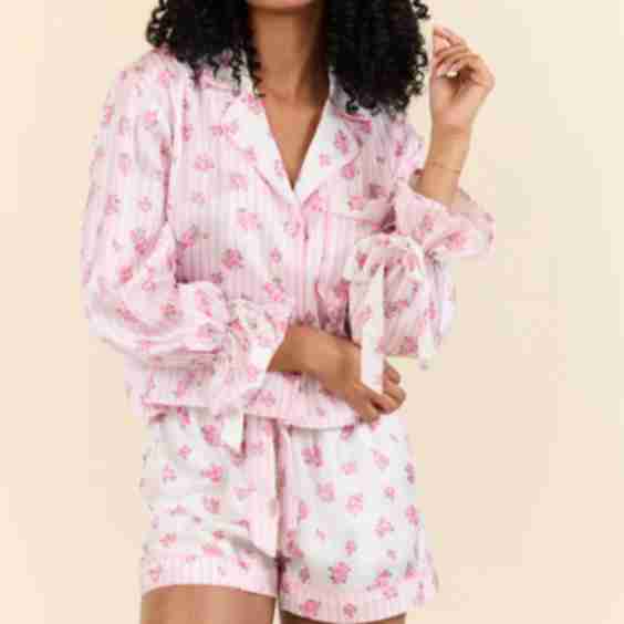 Sleep On My Side Floral Satin Long Sleeve Pajama Top Final Sale