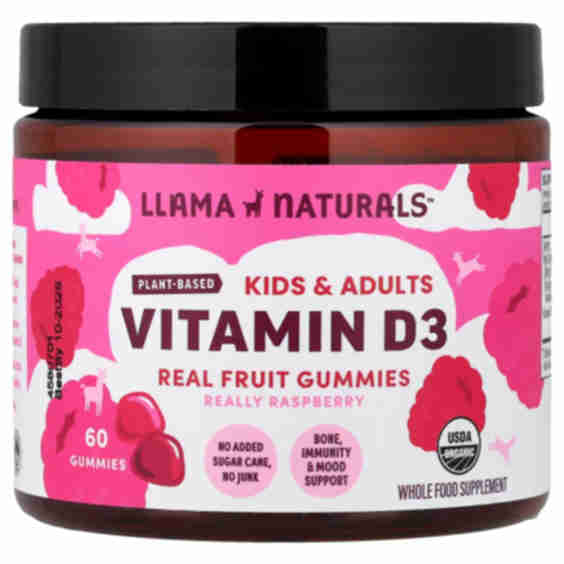 Kids Adults Plant Based Vitamin D 3 Real Fruit Gummies Really Raspberry