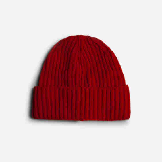 Wide Rib Stitch Cashmere Beanie