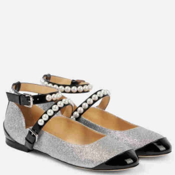 Embellished Glitter Mary Jane Flats
