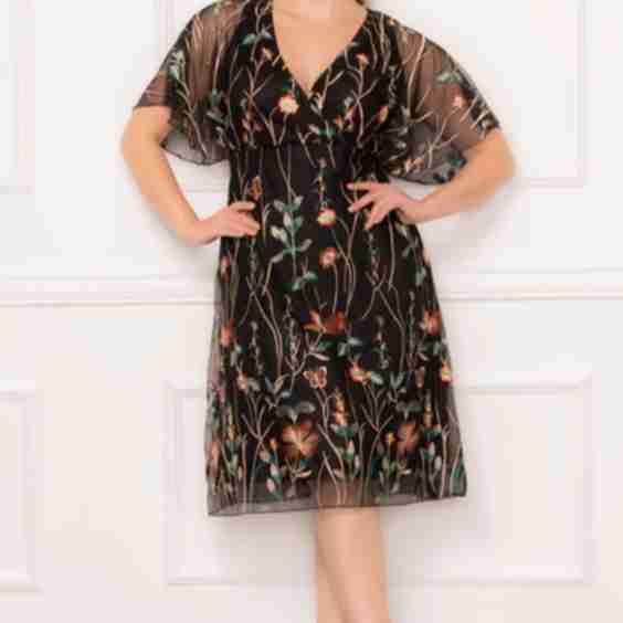 Sonnet Embroidered Midi Cocktail Dress
