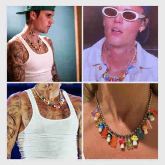 Justin Bieber Gummy Bear And Mushroom Necklace