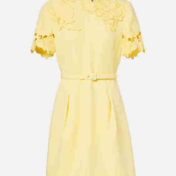 Aurelie Belted Floral-Appliqué Minidress