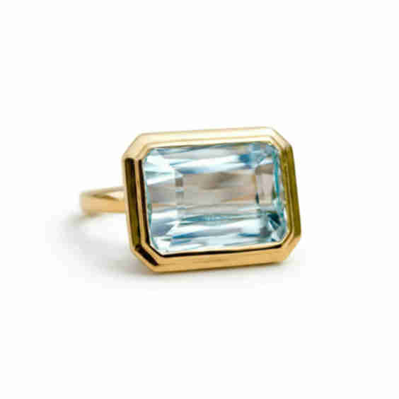 Bella AIGS Certified Aquamarine East-West Ring - 5.81ct (One-of-a-Kind) (Pre-Owned)