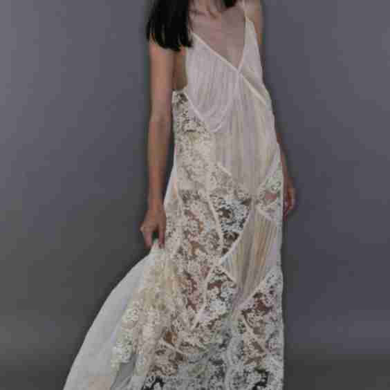 French Lace Dress With Pleated Diamonds