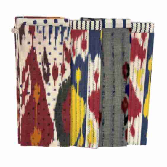 Set of 4 Hand Blocked Napkins in Ikat Confusion