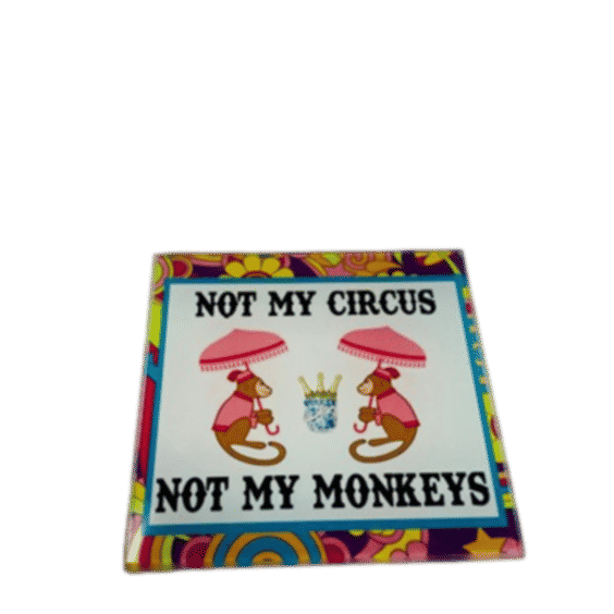 Not My Circus Not My Monkeys Glass Coaster Set