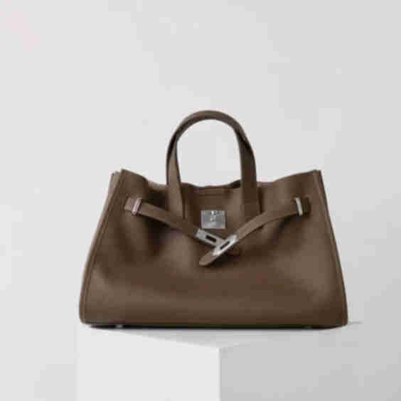 Belt Lock Genuine Leather Handbags