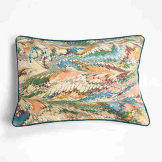 Flatiron Feathers Hand-Marbled Pillow - Cover + Insert