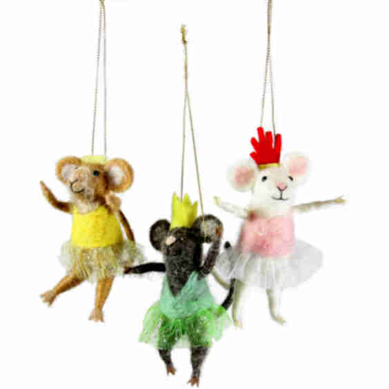Cody Foster Felt Ballerina Mice Ornaments