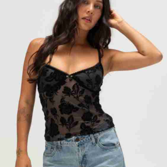 Floral Flocked Sleeveless Top