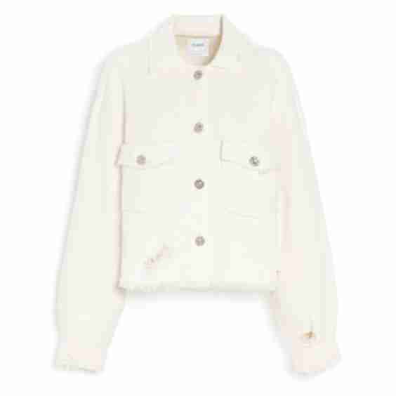 Denim Fringed Cashmere and Cotton Jacket