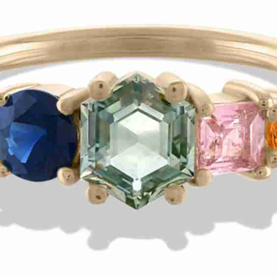 Linear Hex Sapphire Ring