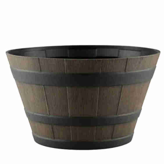 Plastic Whiskey Barrel Planter, 15.5 in