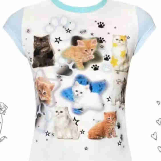 Y2K Baby Tee Cats Top