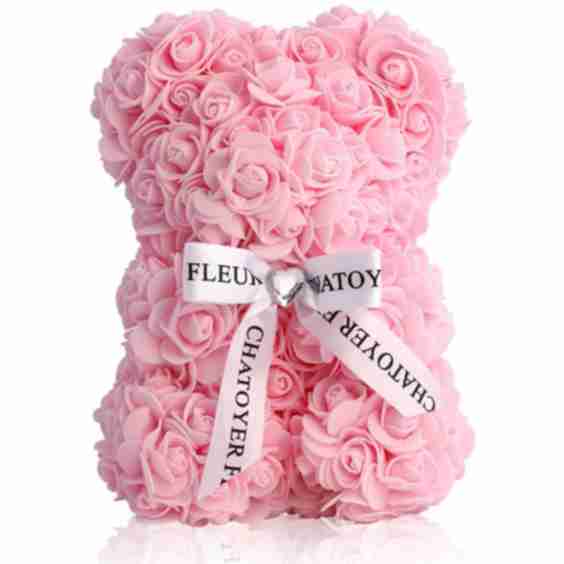 Rose Bear with Ribbon