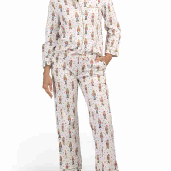Flannel Nutcracker Pajama Top and Pants Set