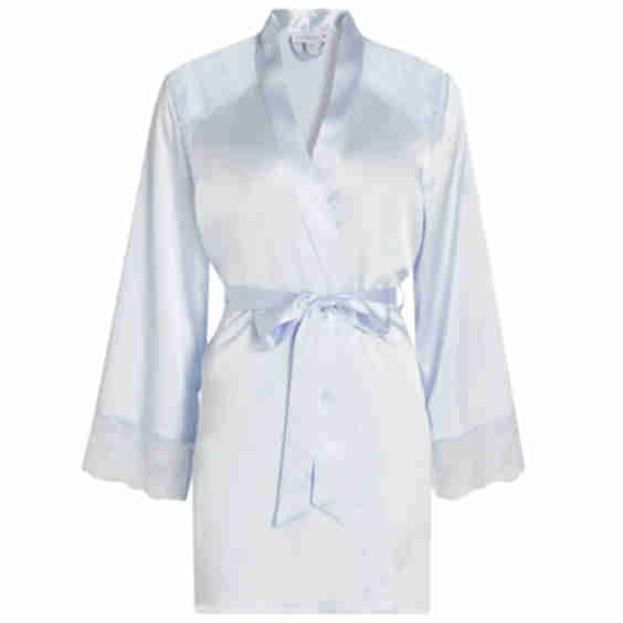Annie Satin Lace-Trim Robe