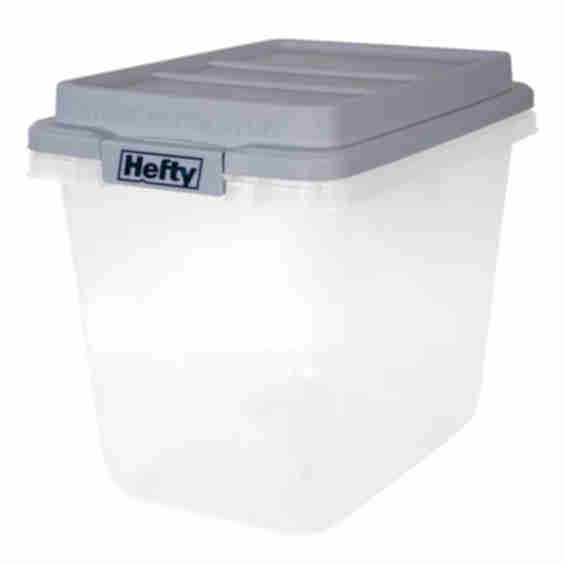 32 Qt Slim Clear Plastic Storage Bin With Hi Rise Stackable Lid