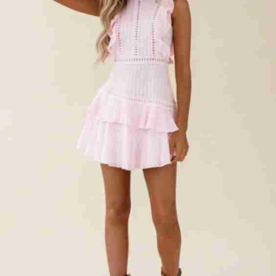 Melrose Sleeveless Crochet & Ruffle Detail Dress