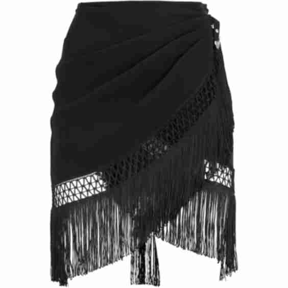 Fringe-Detail Wrap Skirt