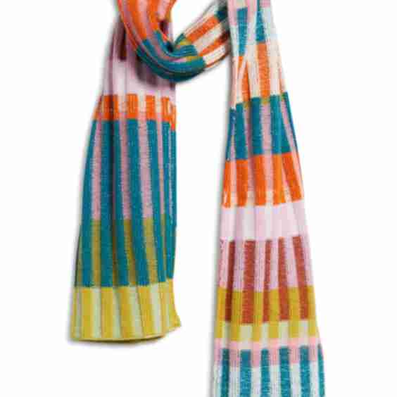 Mosaic Stripe Knit Scarf