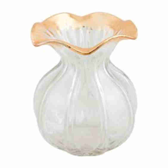 Ruffled Gold Glass Vase