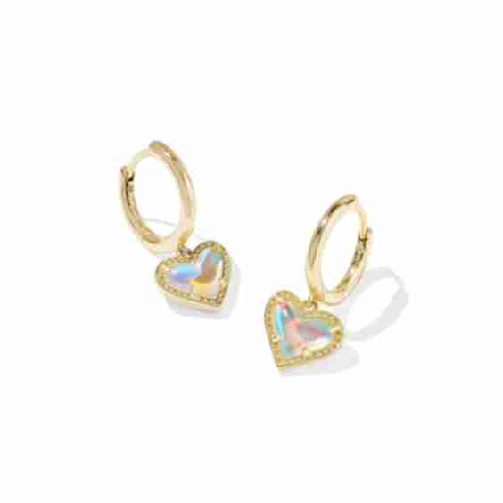 Ari Heart Huggie Earrings in Dichroic Glass