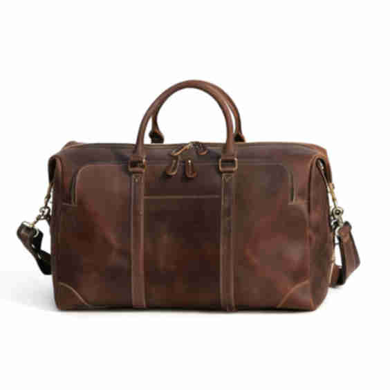 Genuine Leather Duffel With Zip Pocket Bag