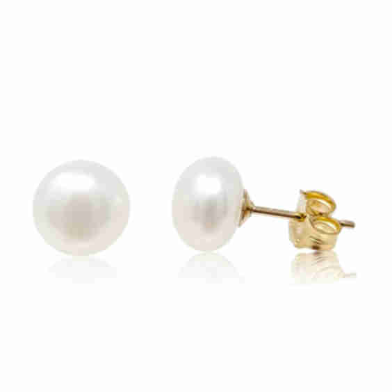 Mae Gold Filled Button Pearl Earrings