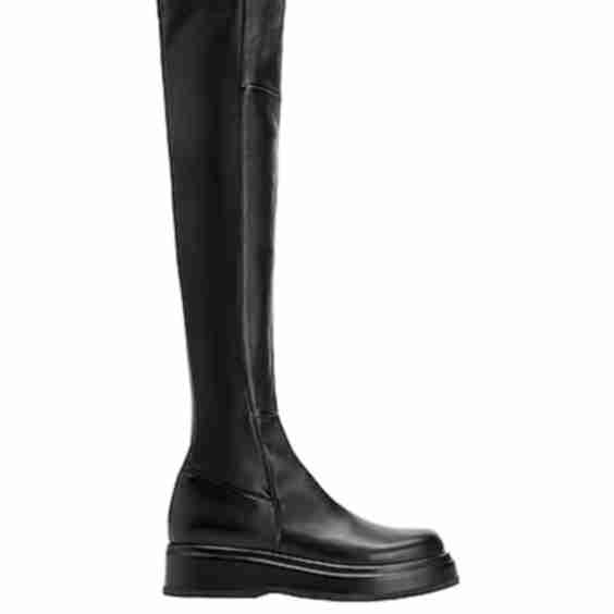 Round-toe Silhouette Ovine Leather High Boots
