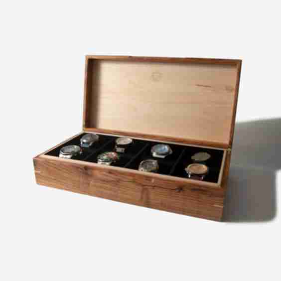 Watch Box Curly Maple And Sapele Mahogany 8 Watch Compartments