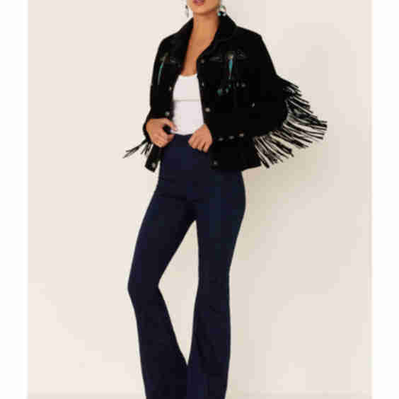 Fringe & Beaded Suede Jacket