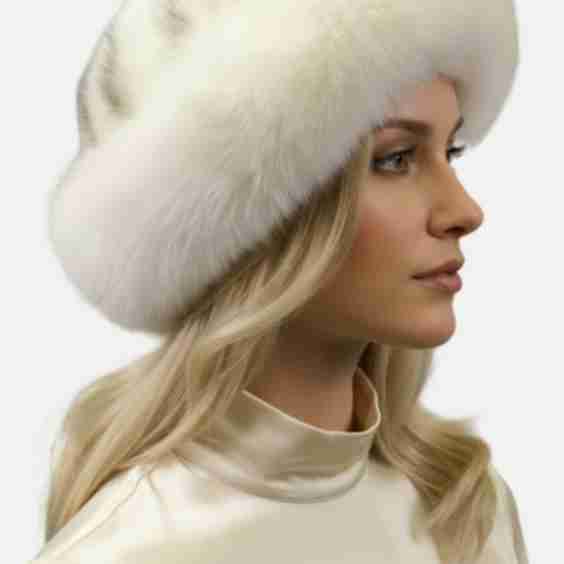 Sectioned Mink Fur Hat with Fox Fur Trim