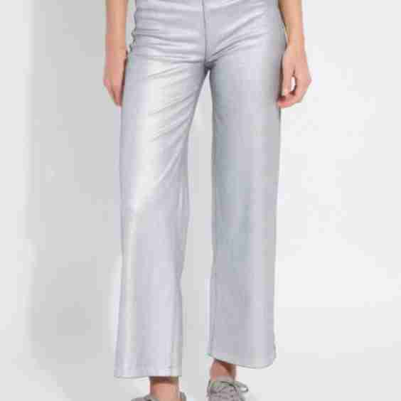 Metallic Coated Wide Leg Denim (28" Inseam) Pant