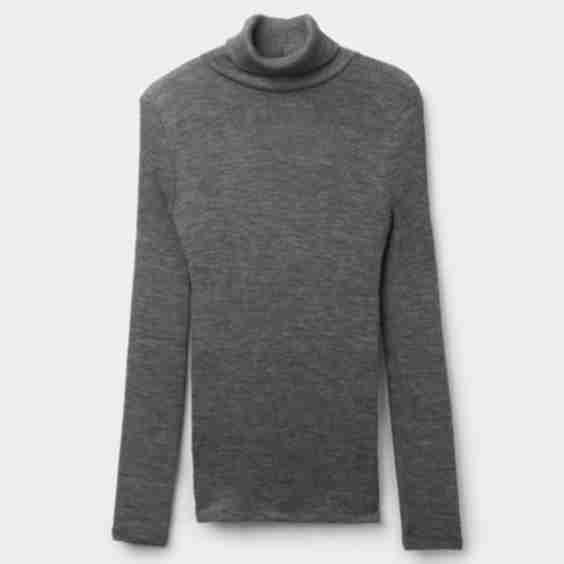 Long-sleeve High-Neck Tubular Top in Wool and Silk