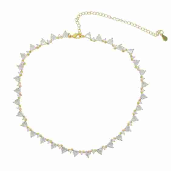 5mm 18K Gold Diamond Heart Shaped Tennis Necklace