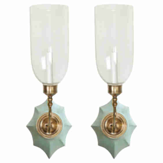 Pair of David Duncan Celadon Boissy Backplates with Clear Hurricane Shades (Pre-Owned)