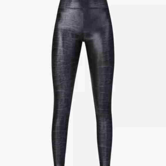 Lustrous Leopard-Print Stretch Leggings