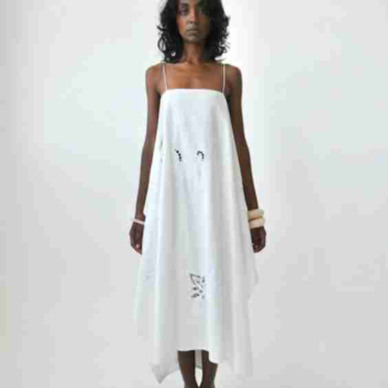 Figure Appliqué Cotton Maxi Dress