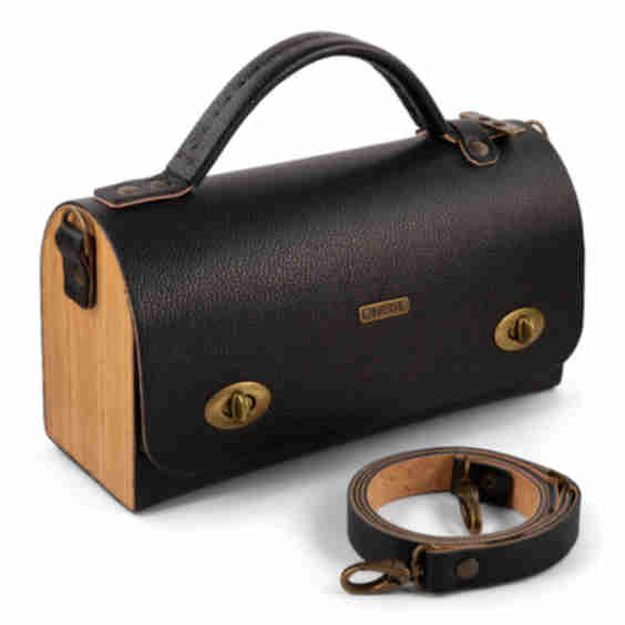 Wood and Leather Handbag