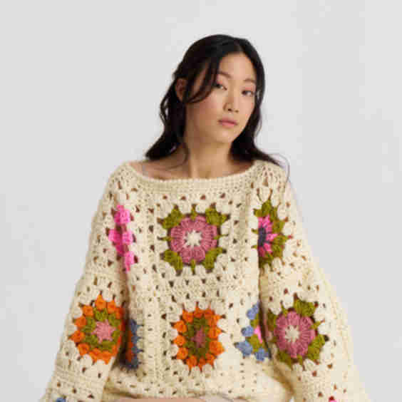Granny Square Pullover Sweater
