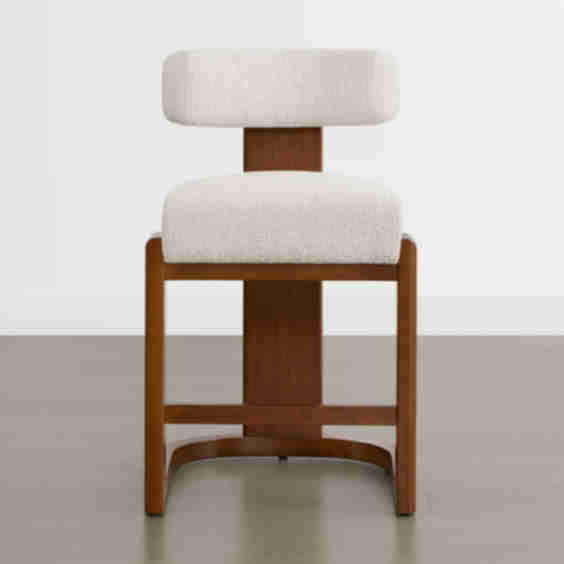 Troy Boucle Counter Stools With Solid Wood