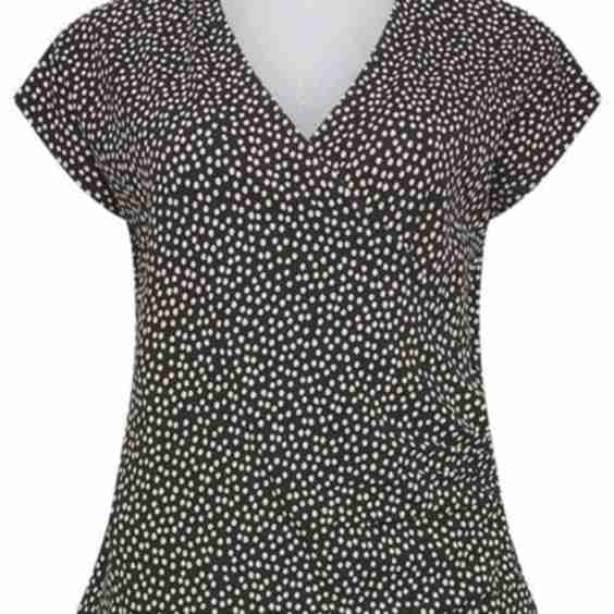 Polka Dot Grown On Sleeve Wrap Top